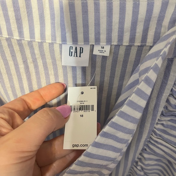 NWT Blue and white striped GAP nautical faux wrap cotton midi skirt with ruffle - Picture 4 of 6